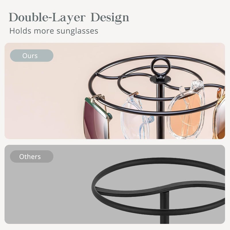 Procase Sunglasses Organizer Glasses Holder Eyeglasses Stand, Upgraded Large Capacity Sunglass Storage with Metal Frame and Base, Eyewear Display Rack for Tabletop, Up to 15 Pairs -Black - Image 3